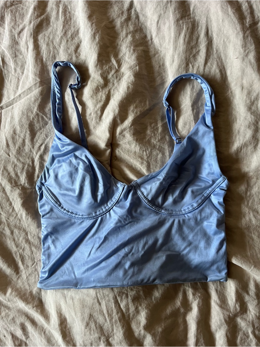Aerie satin bustier in sky blue